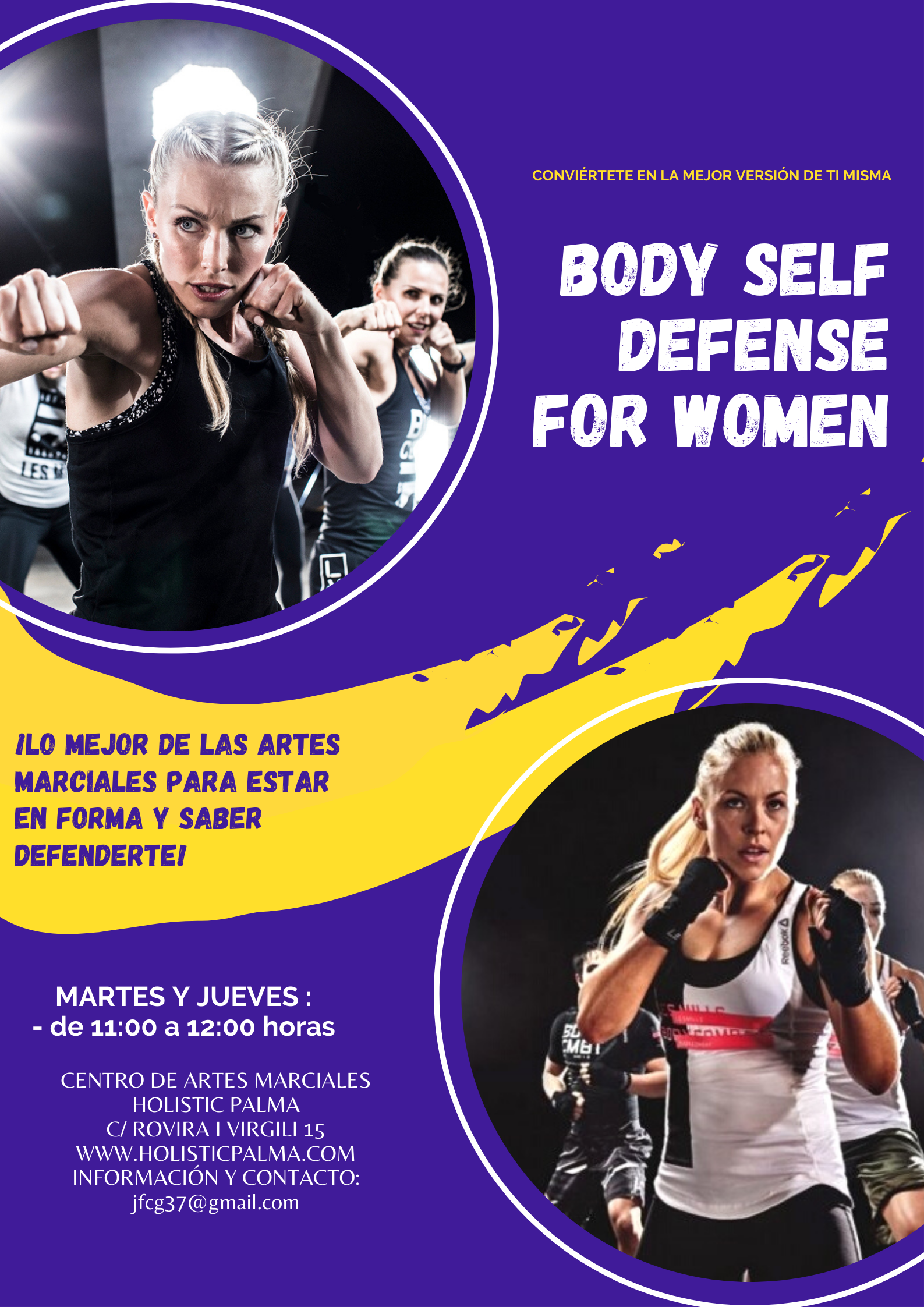 Imagen del novedoso y exclusivo curso de BODY auto Defensa para mujeres